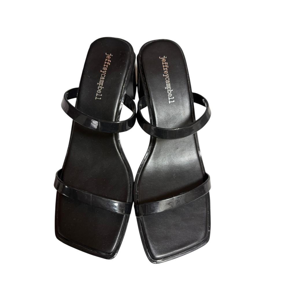 NWOT Jeffrey Campbell Black Patent Jamm-3 Jelly Slide Heeled Sandal - 7 - Picture 4 of 10